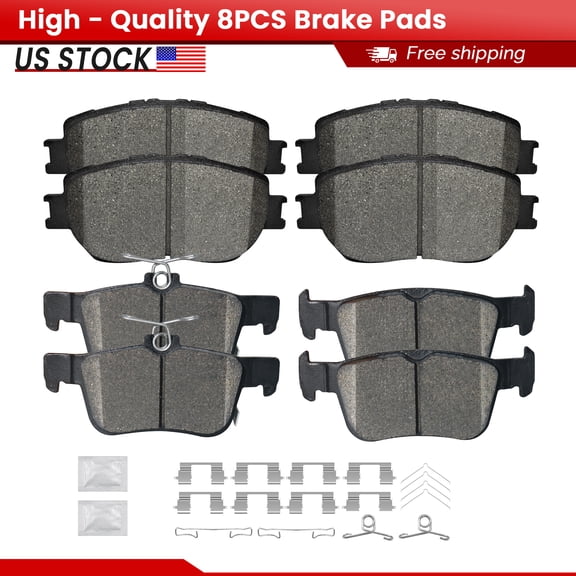 ACB ZONE Front and Rear Ceramic Brake Pads with Hardware for 2016 2017 2018 2019 - 2021 Honda Civic (S-914+S-1878)