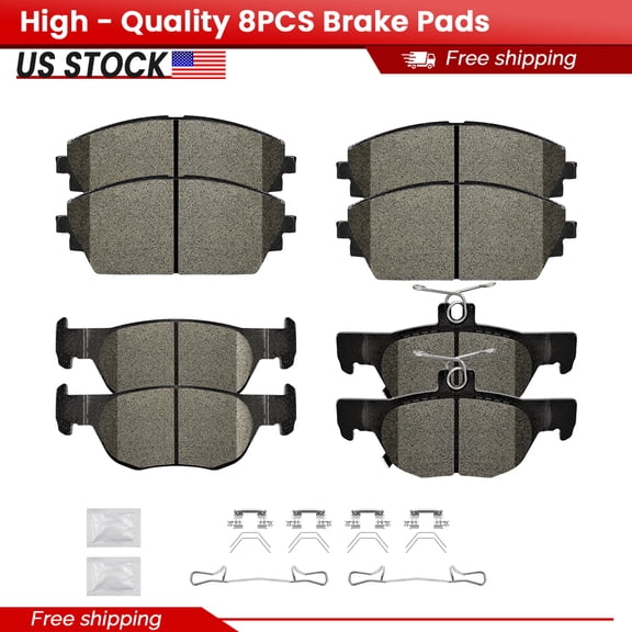ACB ZONE Front and Rear Ceramic Brake Pads with Hardware for 2019-2023 Mazda 3 2019-2022 3 Sport (P-1101)