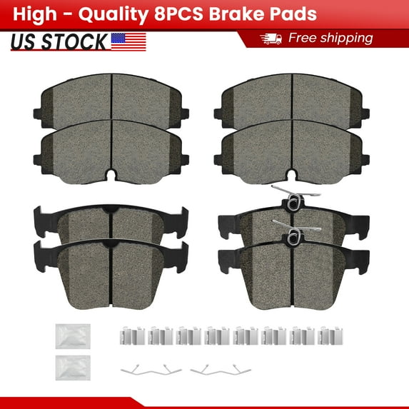 ACB ZONE Front and Rear Ceramic Brake Pads with Hardware for 2020-2022 Volkswagen Atlas Cross Sport 2018-2022 Volkswagen Atlas (S-2074+S-1761)