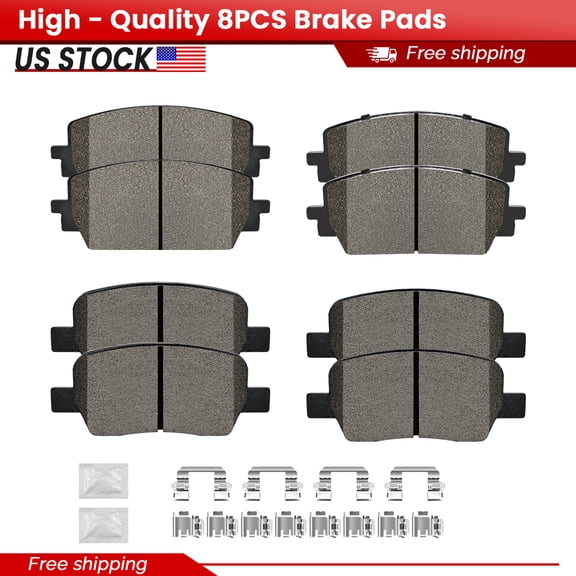 ACB ZONE Front and Rear Ceramic Brake Pads with Hardware for 2021 - 2023 Hyundai Santa Fe Kia Sorento All Models (2380, 2381)
