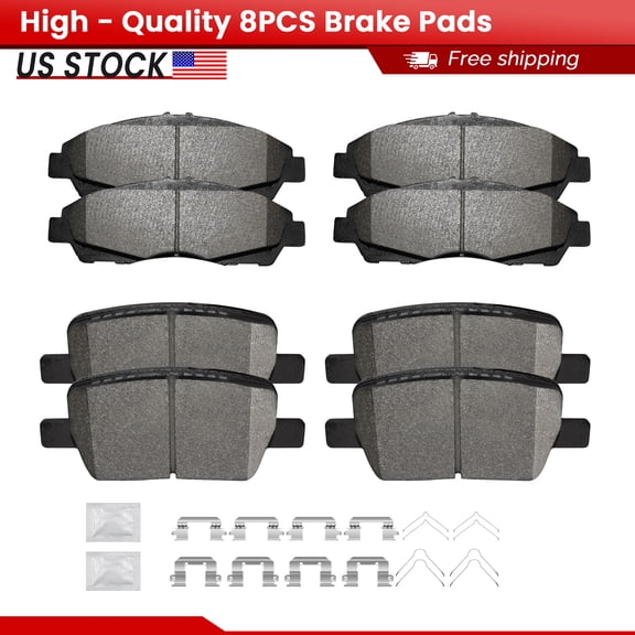 ACB ZONE Front and Rear Ceramic Brake Pads with Hardware for Buick Enclave Cadillac XT5 XT6 Chevrolet Blazer Traverse GMC Acadia (S-1896+S-1914)