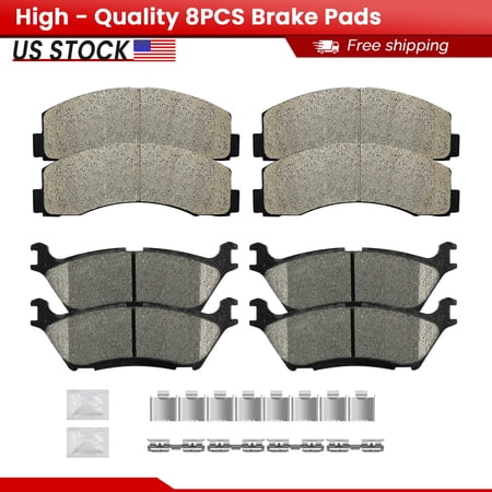 ACB ZONE Front and Rear Ceramic Brake Pads with Hardware for Ford Expedition F-150 Lincoln Navigator (P-2087, P-1790)