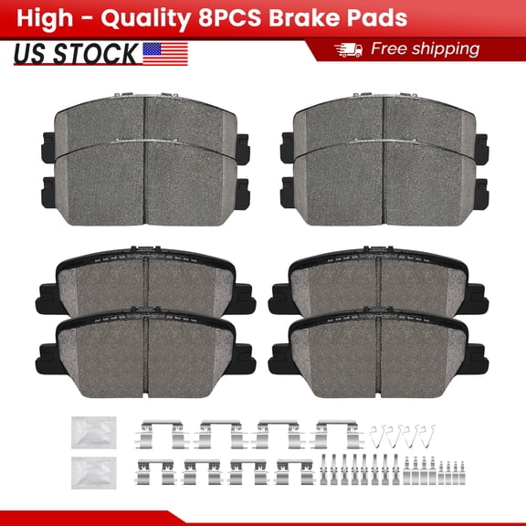 ACB ZONE Front and Rear Ceramic Brake Pads with Hardware for Honda CR-V 2017-2019 All Models (S-2036+S-2037)