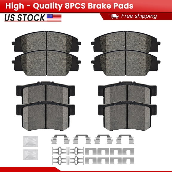 ACB ZONE Front and Rear Ceramic Brake Pads with Hardware for Honda Civic S2000 Acura CSX RSX (P-829, P-537)