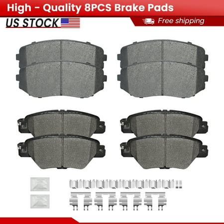 ACB ZONE Front and Rear Ceramic Brake Pads with Hardware for Mazda CX-9 2016-2022 All Models (S-1258+S-1934)