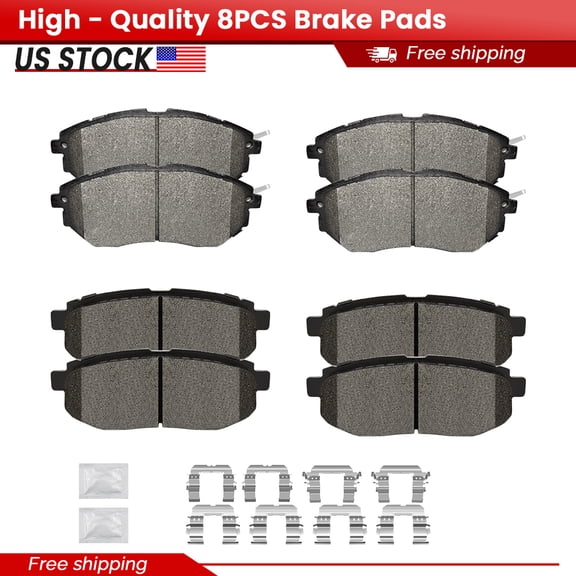 ACB ZONE Front and Rear Ceramic Brake Pads with Hardware for Subaru B9 Tribeca Forester Legacy Outback Tribeca (P-1078, P-1124)