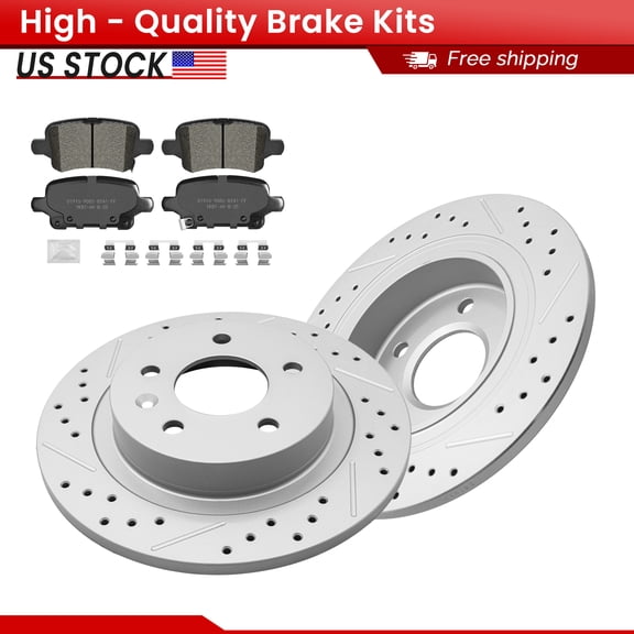 ACB ZONE Rear Brake Kits for 2018-2020 GMC Terrain Buick Regal TourX Chevrolet Equinox, Drilled Slotted Disc Brake Rotors and Ceramic Brake Pads