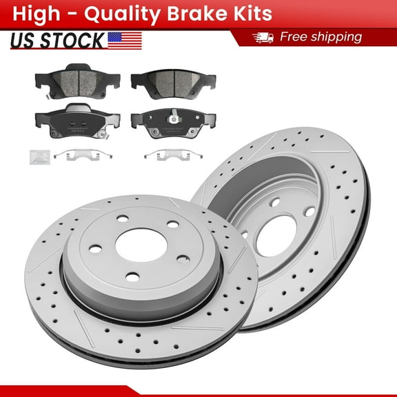ACB ZONE Rear Brake Kits for Dodge Durango Jeep Grand Cherokee WK, Drilled Slotted Disc Brake Rotors and Ceramic Brake Pads