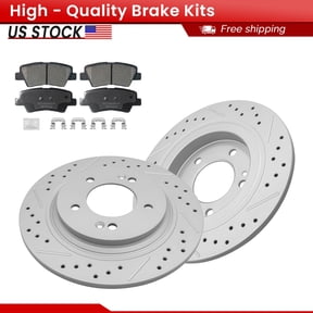 ACB ZONE Rear Brake Kits for Hyundai Elantra GT Ioniq Sonata Kia Forte, Drilled Slotted Disc Brake Rotors and Ceramic Brake Pads
