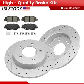 ACB ZONE Rear Brake Kits with Hardware for Hyundai Elantra GT Veloster Kia Forte Koup Soul, Drilled Slotted Disc Brake Rotors and Ceramic Brake Pads