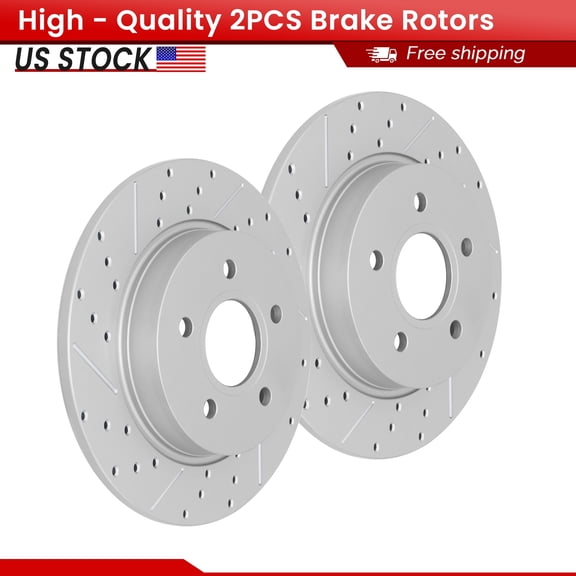 ACB ZONE Rear Brake Rotors Set for Ford Focus 2012-2015 All Models 2016 Electric, SE, ST, Titanium 2017-2018 Electric, SE, SEL, ST, Titanium, Replacement Drilled & Slotted Disc Rotors Kit