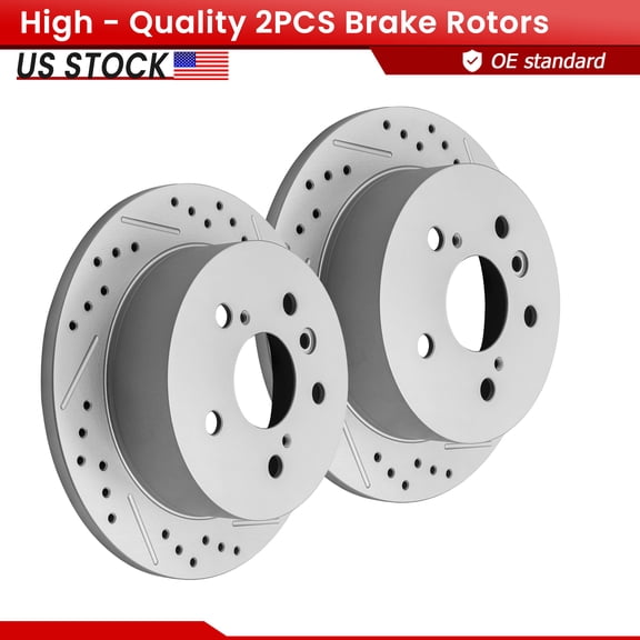 ACB ZONE Rear Brake Rotors Set for 2005-06 Toyota Avalon Camry Solara Lexus ES300 ES330, Drilled & Slotted Disc Rotors Kit (980076LR)