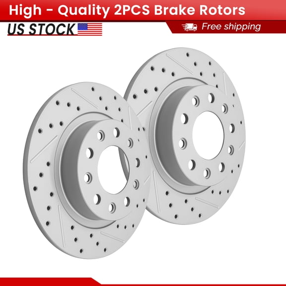 ACB ZONE Rear Brake Rotors Set for 2013 - 2016 Dodge Dart All Models, Drilled & Slotted Disc Rotors Kit (781087LR)