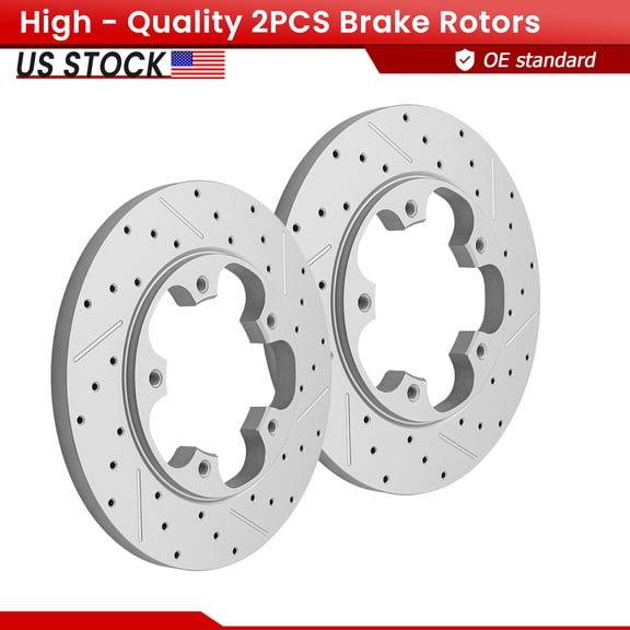 ACB ZONE Rear Brake Rotors Set for 2015-25 Ford Transit-150 Transit-250 Transit-350, Drilled & Slotted Disc Rotors Kit (681939)