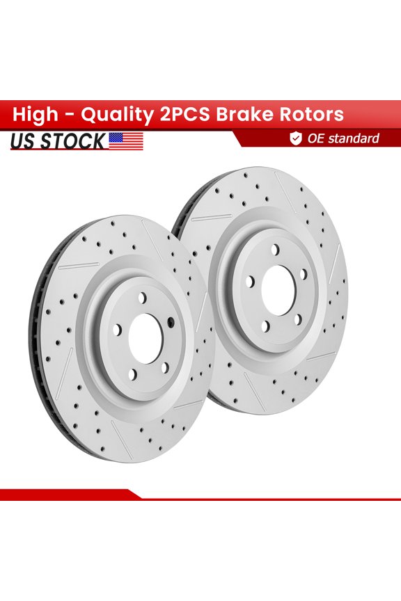 ACB ZONE Rear Brake Rotors Set for 2020 - 2025 Ford Explorer Police Interceptor Utility, Drilled & Slotted Disc Rotors Kit (682614)