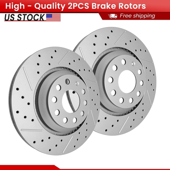 ACB ZONE Rear Brake Rotors Set for Audi A3 Quattro VW GTI Atlas Cross Sport Passat CC, Drilled & Slotted Disc Rotors Kit (980585LR)