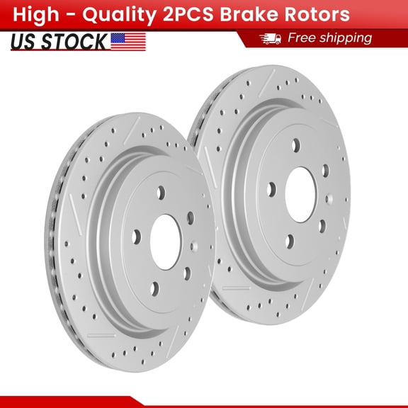 ACB ZONE Rear Brake Rotors Set for Chevrolet Camaro 2010-2015 Cadillac CTS 2008-2019, Drilled & Slotted Disc Rotors Kit (55171LR)