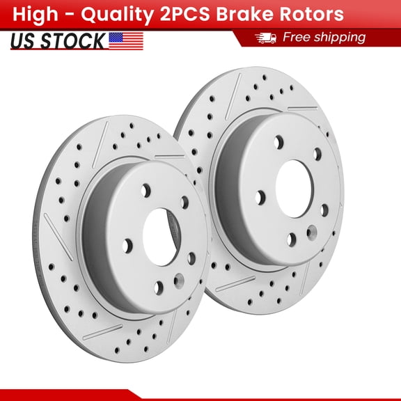 ACB ZONE Rear Brake Rotors Set for Chevrolet Volt 16-19 Cruze Bolt EUV EV, Drilled & Slotted Disc Rotors Kit (582034LR)