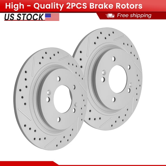 ACB ZONE Rear Brake Rotors Set for Hyundai Sonata Elantra GT Kia Forte5 Optima, Drilled & Slotted Disc Rotors Kit (981772)