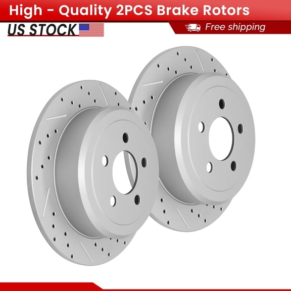 ACB ZONE Rear Brake Rotors Set for Jeep Liberty 2008-2012 Dodge Nitro 2007-2011, Drilled & Slotted Disc Rotors Kit (53044LR)