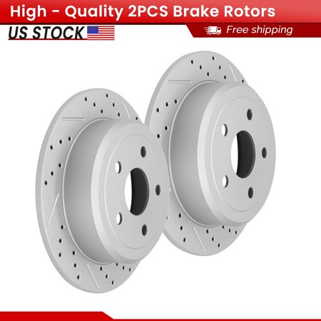 ACB ZONE Rear Brake Rotors Set for Jeep Wrangler 2007-2017 Wrangler JK 2018 All Models, Drilled & Slotted Disc Rotors Kit (53041LR)