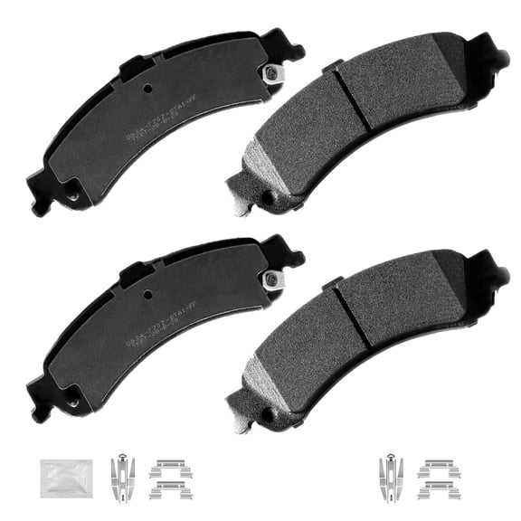 ACB ZONE Rear Ceramic Brake Pads with Hardware Fit For Avalanche Silverado Sierra 1500 w/ 2 Piston Caliper 2003 - 2006 Cadillac Escalade Esv EXT