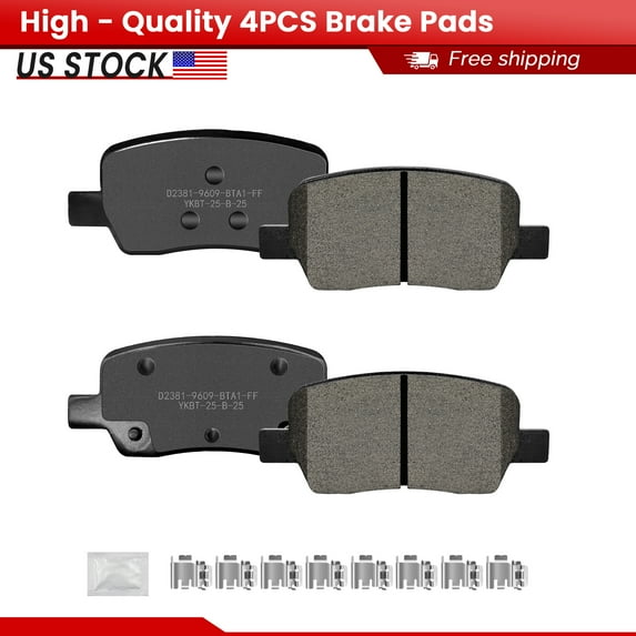 ACB ZONE Rear Ceramic Brake Pads with Hardware for 2022 2023 Hyundai Santa Cruz 2021 2022 2023 Santa Fe All Models (P-2381)