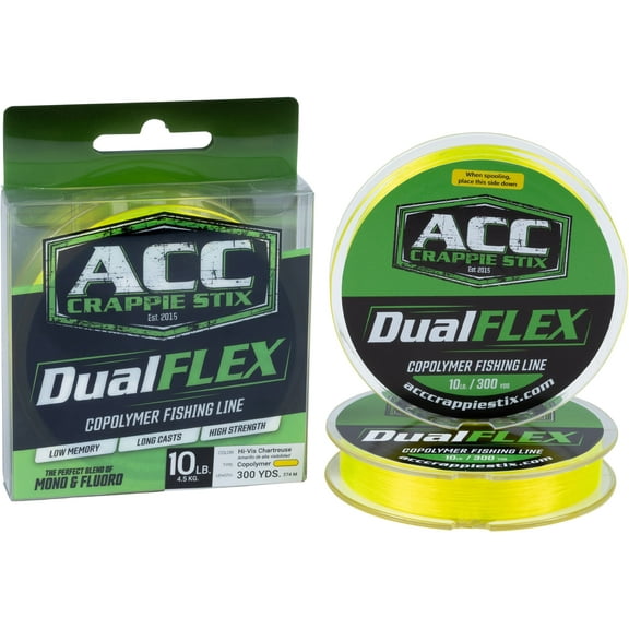 ACC Crappie Stix DUALFlex Copolymer Monofilament Fishing Line 10lb 300yd Hi-Vis Chartreuse
