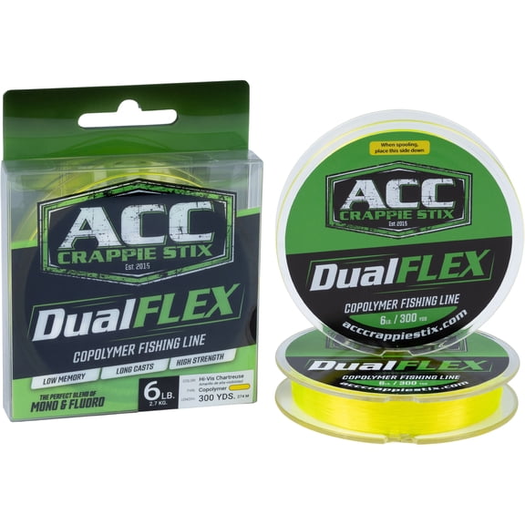 ACC Crappie Stix DUALFlex Copolymer Monofilament Fishing Line 6lb 300yd Hi-Vis Chartreuse