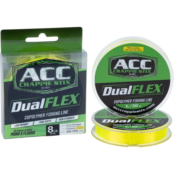 ACC Crappie Stix DUALFlex Copolymer Monofilament Fishing Line 8lb 300yd Hi-Vis Chartreuse