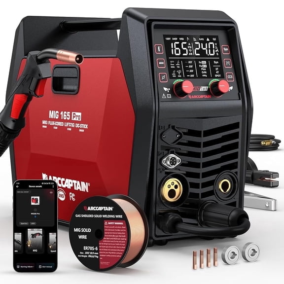 ACCAPTAIN Stick Welder with APP Control Dual Voltage, 165Am ARC/Lift TIG Welding Machine, IGBT Inverter 120V/240V MMA Welder with Hot Start, Arc force, and Anti-Stick