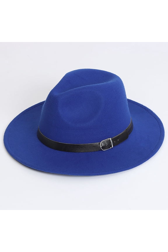Classic Flat Top Fedora Hat for Women Wide Brim Floppy Panama Mens Bowknot Buckle Hat