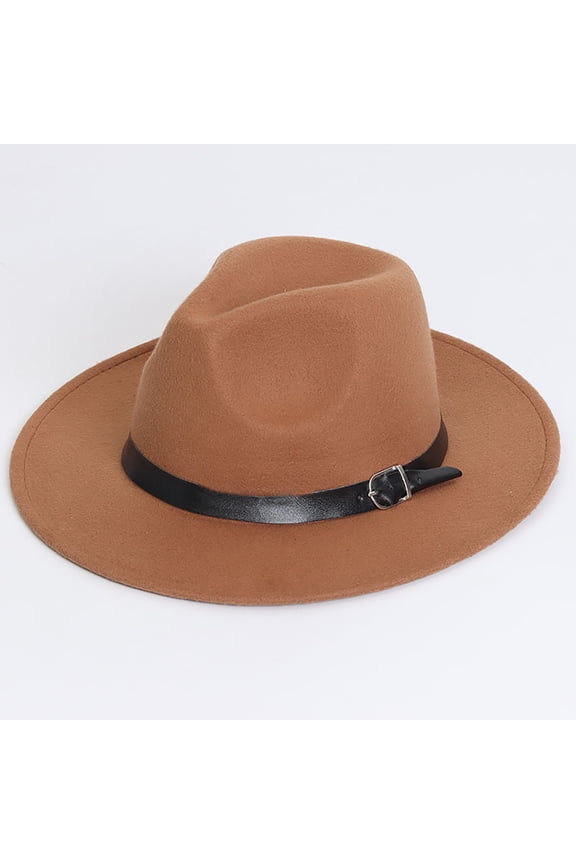Classic Flat Top Fedora Hat for Women Wide Brim Floppy Panama Mens Bowknot Buckle Hat