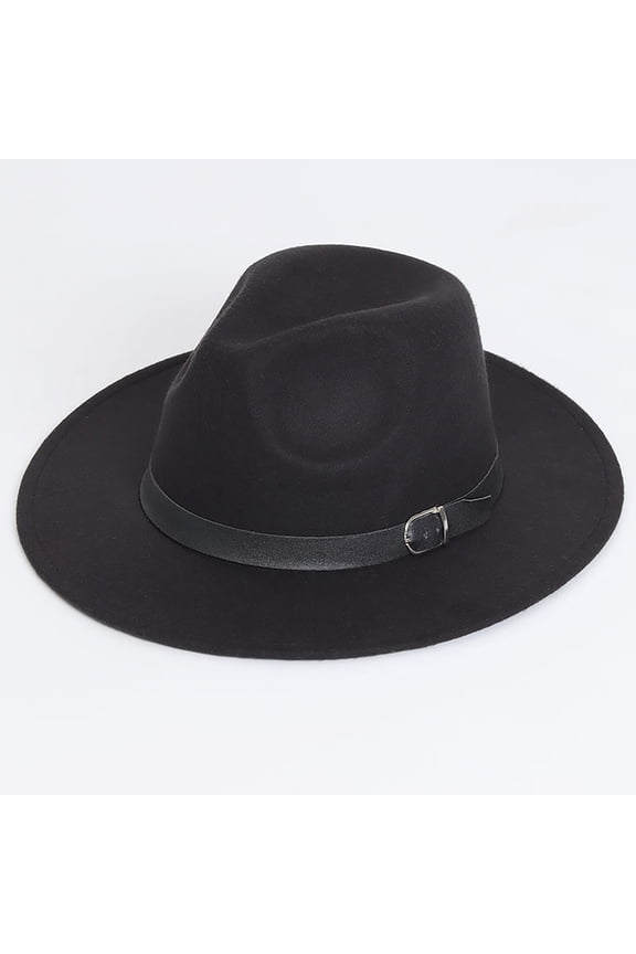 Classic Flat Top Fedora Hat for Women Wide Brim Floppy Panama Mens Bowknot Buckle Hat