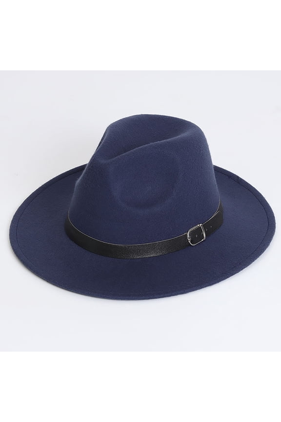 Classic Flat Top Fedora Hat for Women Wide Brim Floppy Panama Mens Bowknot Buckle Hat