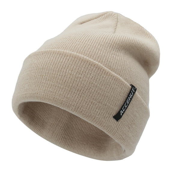 ACCEHUT Insulated Knit Beanie - Stretchy Cuffed Winter Hat for Warmth and Style, Sand