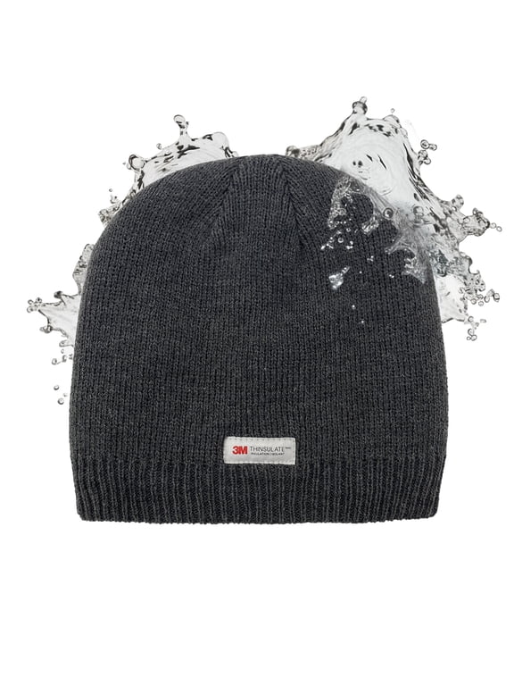 3M Thinsulate Waterproof Beanie Hat - Winter Knit Cap, Grey, 1-Pack (Adult)