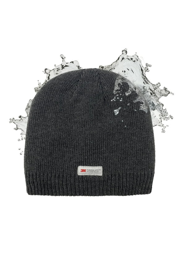 3M Thinsulate Waterproof Beanie Hat - Winter Knit Cap, Grey, 1-Pack (Adult)