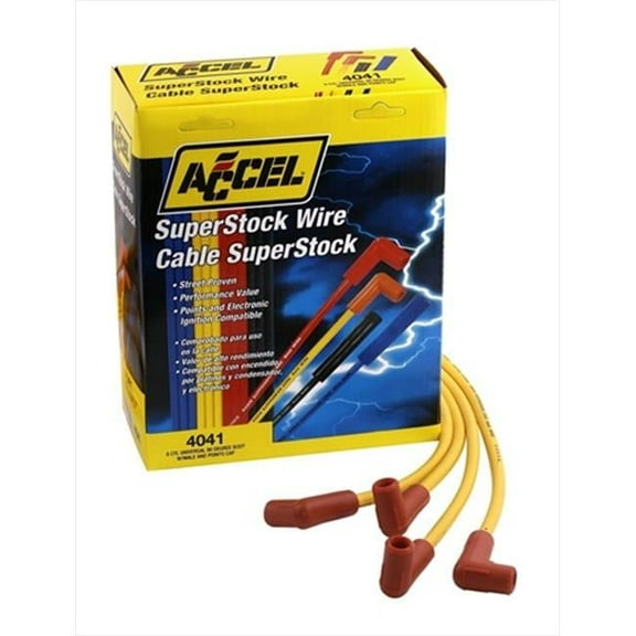 ACCEL 4041 8 Mm. Super Stock Copper Universal Wire Set- Yellow