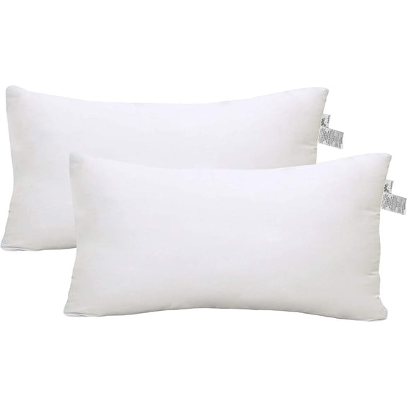 ACCENT HOME Pack of 2 pc Hypoallergenic Square Form Decorative Throw Pillow Inserts Couch Sham Cushion Stuffer - 12 x 20 inches