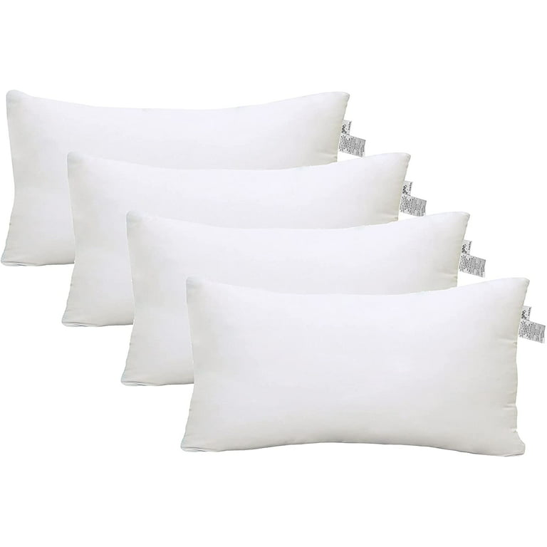 ACCENT HOME Pack of 4 Hypoallergenic Square Form Decorative Throw Pillow  Inserts Couch Sham Cushion Stuffer - 12 x 20 inches