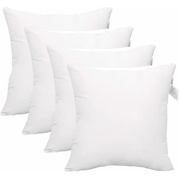 ACCENT HOME Pack of 4 Hypoallergenic Square Form Decorative Throw Pillow Inserts Couch Sham Cushion Stuffer - 16 x 16 inches