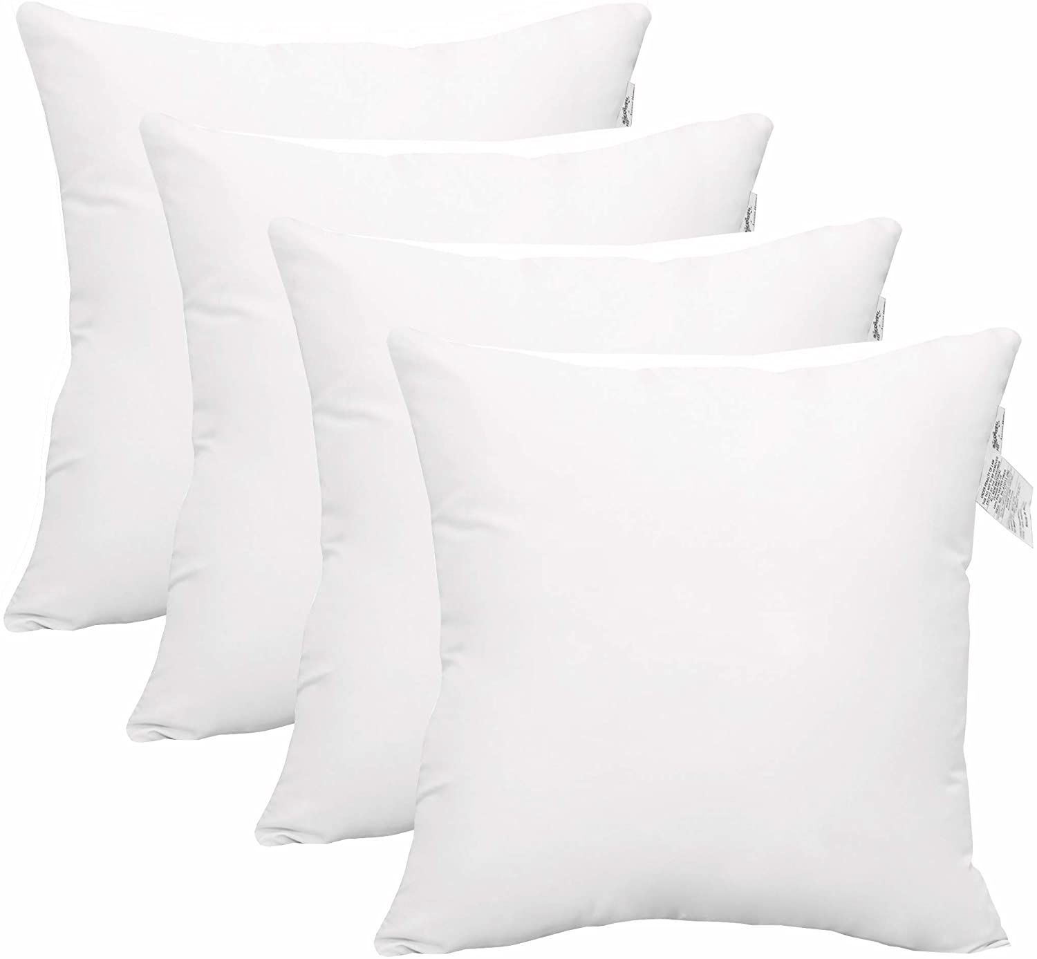 ACCENT HOME Pack of 4 pc Hypoallergenic Square Form Decorative Throw Pillow Inserts Couch Sham Cushion Stuffer - 18 x 18 inches - image 1 of 7