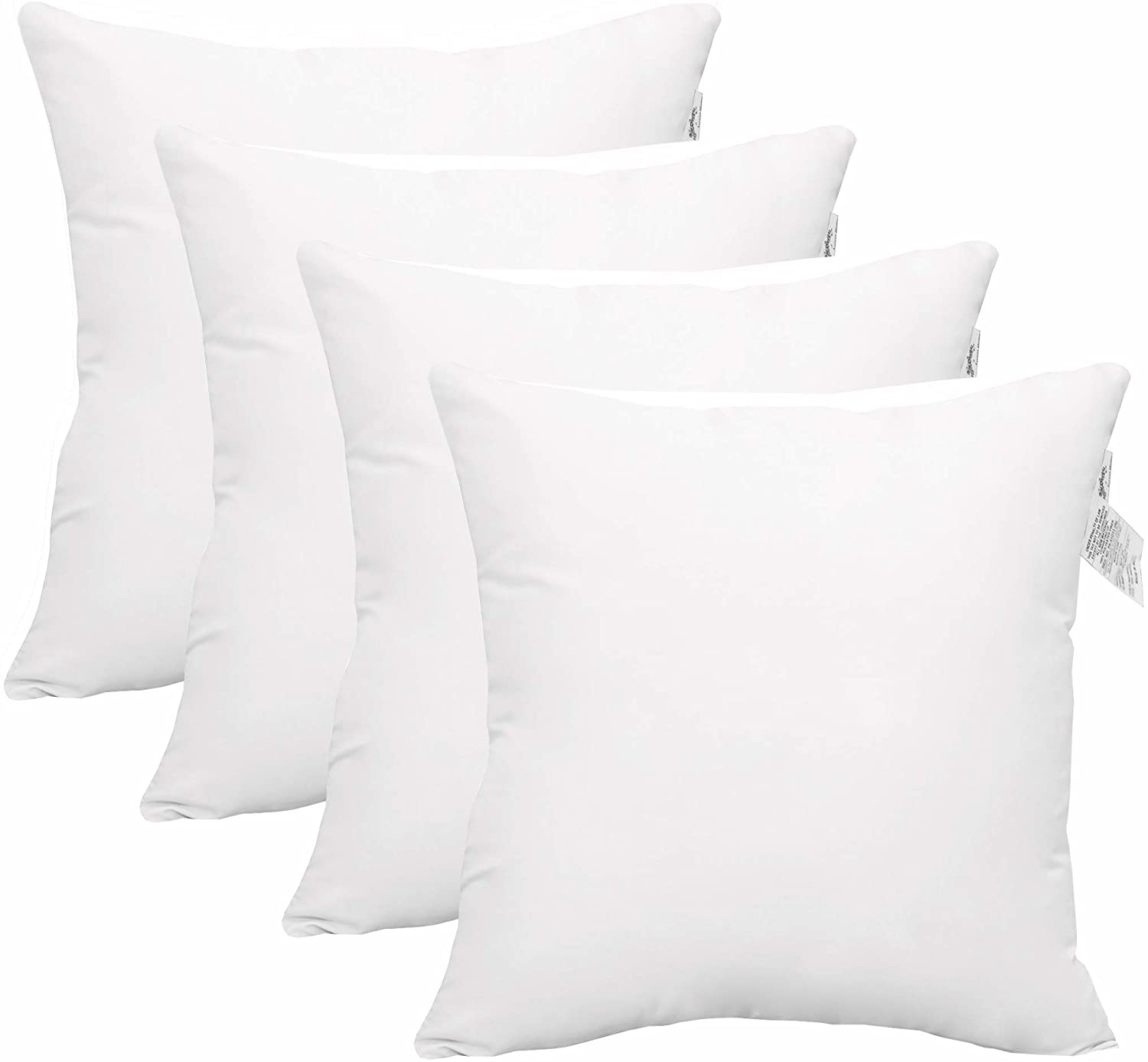 Accent Home Pack of 4 pc Hypoallergenic Square Form Decorative Throw Pillow Inserts Couch Sham Cushion Stuffer - 18 x 18 inches, Size: 18 x 18 Pack of