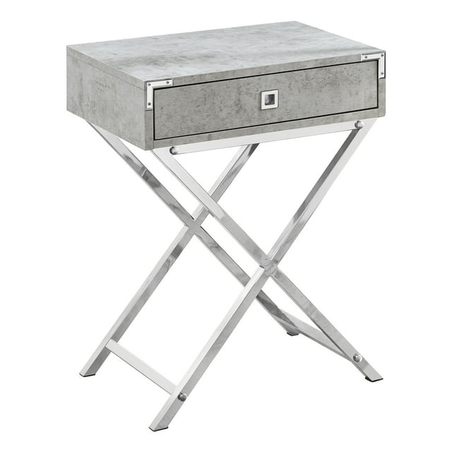 ACCENT TABLE 24"H / GREY CEMENT / CHROME METAL