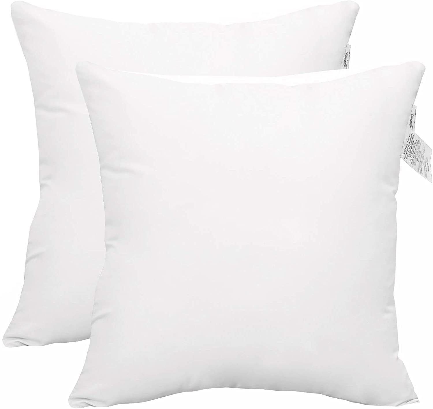 18” Plush Pillows – Set of 2 Luxury Square Accent Pillow Inserts and Shag  Glam Covers – For Bedroom or Living Room by Lavish Home (White)