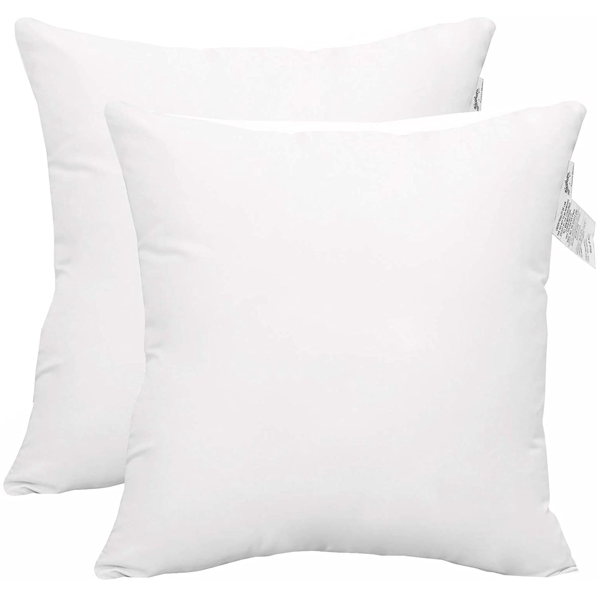 ACCENTHOME Pack of 2 pc Hypoallergenic Square Form Decorative Throw Pillow Inserts Couch Sham Cushion Stuffer - 18 x 18 inches