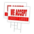 thumbnail image 1 of WE ACCEPT CREDIT CARDS 2 Pack Of 12" x 16" Yard Sign & Stake outdoor plastic window | Advertise Your Business | Stake Included Image On Both Sides | Made in The USA, 1 of 3
