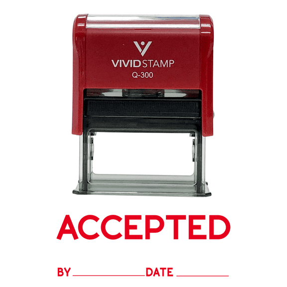 ACCEPTED By Date Self Inking Rubber Stamp (Red Ink) - Large