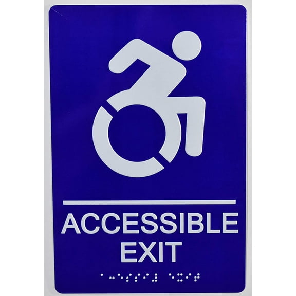 ACCESSIBLE EXIT Sign - Compliant Sign. 6"x9" Sign -(Aluminium, Blue,Size 6x9) The Sensation line(ref-2022-4)